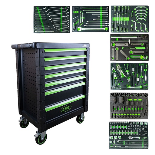 [JBM-54240] GABINETE MOVIL DE 7 GAVETAS C/224 PIEZAS ESPECIAL PARA CAMIÓNES DE USO PESADO