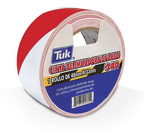 [TUK-340BR-2X33] CINTA DELIMITADORA DE AREAS BLANCO/ROJO 2 X 33m