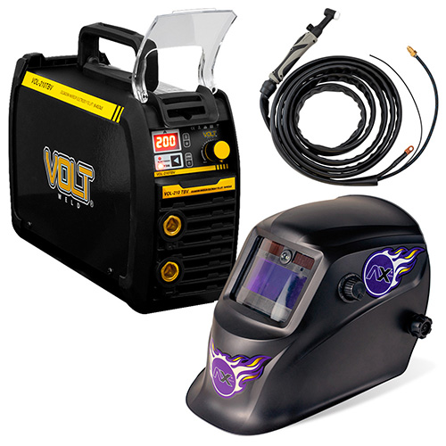 [VOL-210TBV-C1] COMBO SOLDADORA INVERSOR 200A BI VOLTAJE 110-220 V + ANTORCHA TIG LIFT + CARETA ELECTRONICA