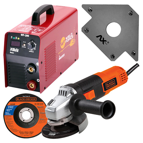 [WEF-WF-200PE] COMBO SOLDADORA INVERSOR 200 AMP ELECT Y TIG LIFT BI-VOLTAJE+MINIESMERILADORA 4 1/2G720+6 DISCOS DE CORTE