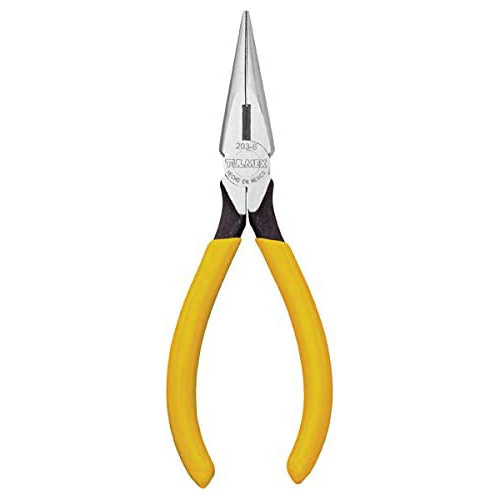 [TUL-203-6] PINZA DE PUNTA CONICA C/CORTE 6 MANGO AMARILLO BLISTER