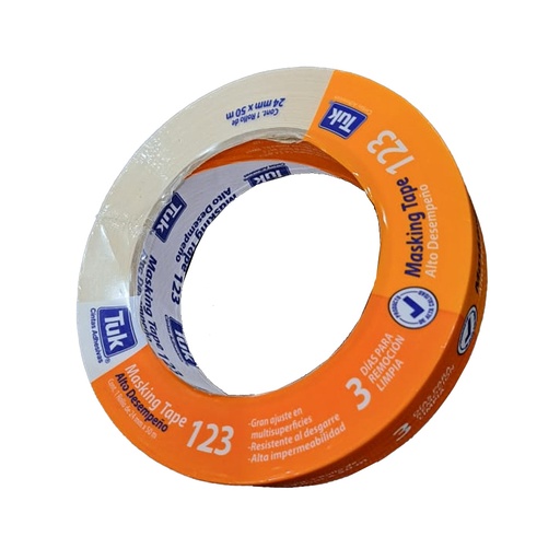 [TUK-102300] CINTA MASKING TAPE MODELO 123 EMP. NEGRO DE 3/4 X 50 USO AUTOMOTRIZ (LINEA SUPER ECONOMICA SIMILAR A LA 124)