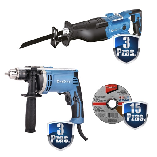 [DCH-DJF02-30+C02] COMBO BF 3 SIERRAS SABLE V.V 1,300 WATTS 0-2900 RPM C/ESTUCHE+3 ROTOMARTILLOS DE 1/2 710 WATTS VVR+15 DISCOS