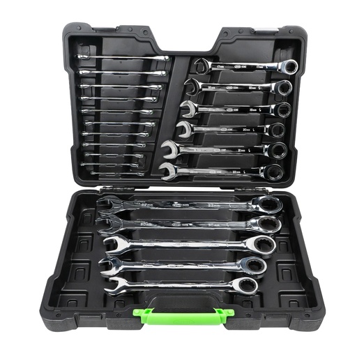 [JBM-54041] JUEGO DE LLAVES COMBINADAS DE 22 PZAS CON MATRACA MILIMETRICAS DE 6 A 32 MM CON ESTUCHE