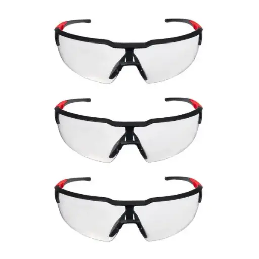 [MIA-48-73-2052] PAQUETE DE 3 GAFAS DE SEGURIDAD TRANSPARENTES CON LENTES RESISTENTES A RAYADURAS