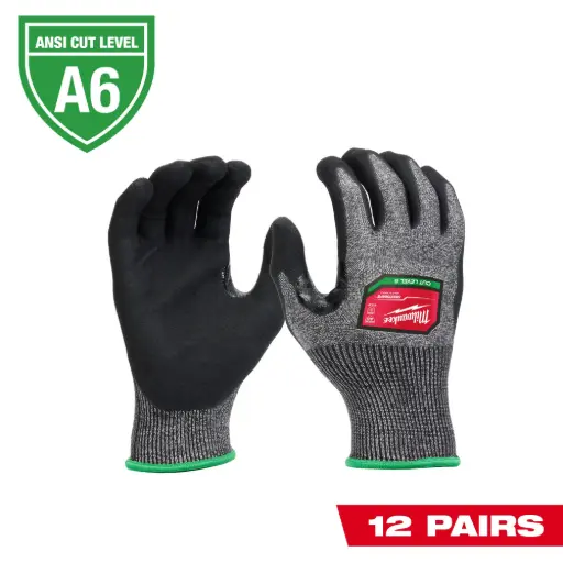 [MIA-48-73-7002B] (12) CUT 6 DIPPED GLOVES - L