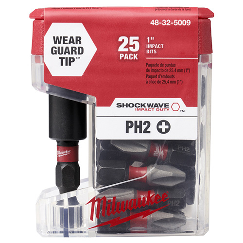 [MIA-48-32-5009] JUEGO DE INSERTOS PHILLIPS No.2 SHOCKWAVE C/EXT. MAGNETICA (25 PZAS.)