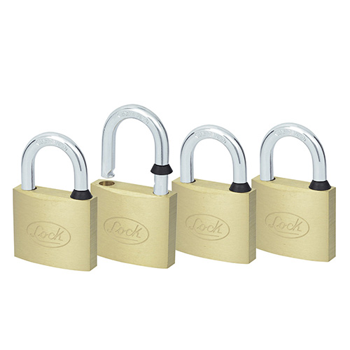 [LOC-15CA] JUEGO DE 4 CANDADOS LATON GANCHO CORTO 40MM