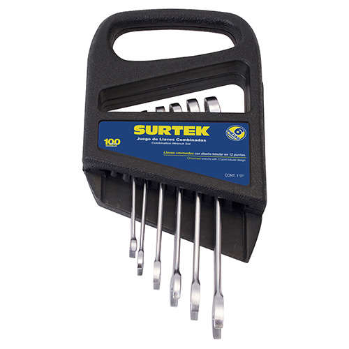 [SUR-F04M] JUEGO DE 6 LLAVES COMBINADAS SATINADAS METRICAS 12 PUNTAS EN RACK