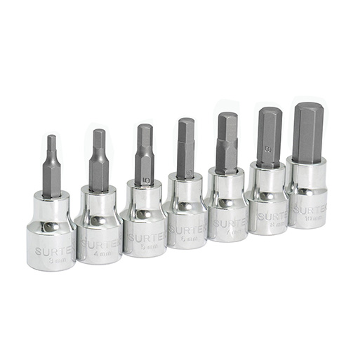 [SUR-F51H00M] JUEGO DE DADOS C/PUNTA HEXAGONAL METRICO DE 3/8 C/7 PZAS.