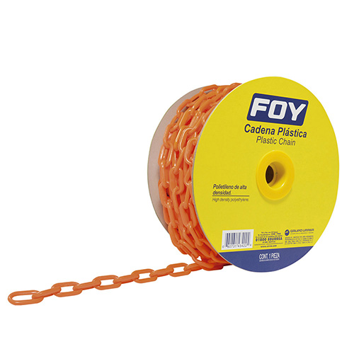 [FOY-143436] CADENA PLASTICA CALIBRE 3 MM DE 50 M, COLOR NARANJA