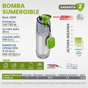 [A] (IGO-Q800) BOMBA SUMERGIBLE DE ACERO INOXIDABLE DE 1 HP P/CISTERNA/ALJIBE 120 V C/FLOTADOR EMB. DE COBRE ALT. MAX DE 30 MTS