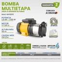 [D] (IGO-MH1800) BOMBA MULTIETAPAS DE 1 1/2 HP ALTURA DE 50 MTS C/EMBOBINADO DE COBRE