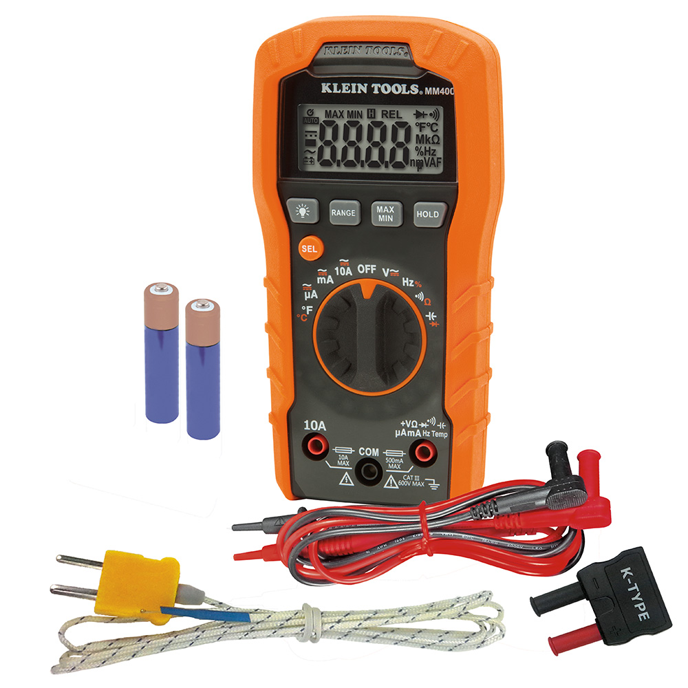 [T] (KLE-MM400) MULTIMETRO DIGITAL 600 V ESCALA AUTOMATICA CHECA TEMP.