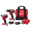 [A] (MIL-2900-22CT) COMBO TALADRO 1/2 18 VOLTS C/DESTORMNILLADOR DE IMPACTO DE 1/4 C/2 BAT. SIN CARBONES