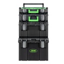 [A] (JBM-54518) KIT DE 4 CAJAS CON SISTEMA MODULAR APILABLE Y CARRO DE TRANSPORTACION