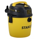 [A] (STA-SL18134P_Y) ASPIRADORA DE 3HP DE 2.5 GALONES 9 LTS PARA SECO/MOJADO MARCA STANLEY 80 CFM CABLE DE 1.8 MTS C/4 ACCESORIOS 