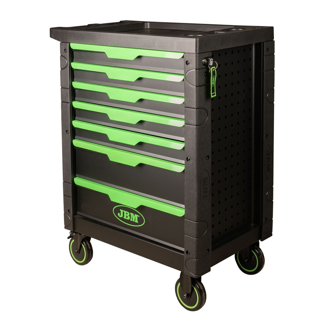 [A] (JBM-54389) GABINETE MOV 7 GAVETAS 172 PZ DE 1/2 Y 1/4 LLAVES COMB MM,DESTOR Y LLAVES HEX MARTILLOS Y PINZAS C/JALADERAS TRAD.