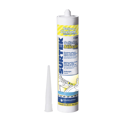 SILICON PARA BAÑO Y COCINA, COLOR TRANSPARENTE, 280 ML