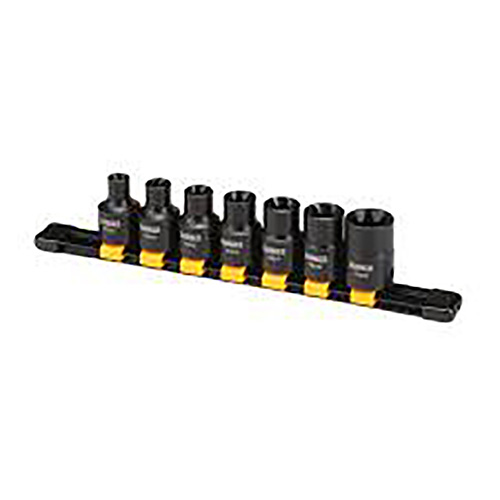 JUEGO DE DADOS IMPACTO DE 1/2 TIPO TORX 7 PZAS CROMADO NEGRO DEWALT