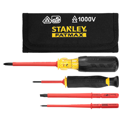 JUEGO DE 4 DESARMADORES C/GRIP AISLADOS DE 1000 VOLTS PARA DESCARGAS C/ESTUCHE