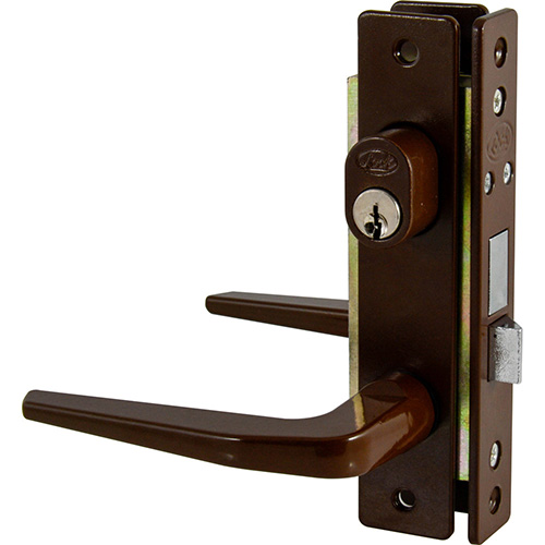 CERRADURA CLÁSICA PARA PUERTA DE ALUMINIO FUNCIÓN DOBLE, CAFÉ, LLAVE ESTÁNDAR