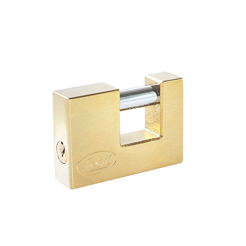 CANDADO DE ACERO PARA CORTINA 70 MM, LATÓN BRILLANTE, LLAVE ESTÁNDAR