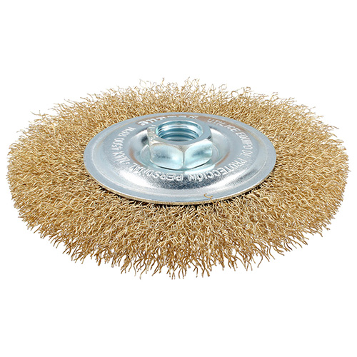 CARDA CIRCULAR ONDULADA ALAMBRE DELGADO 6" X 0.35 MM CON ROSCA 5/8"