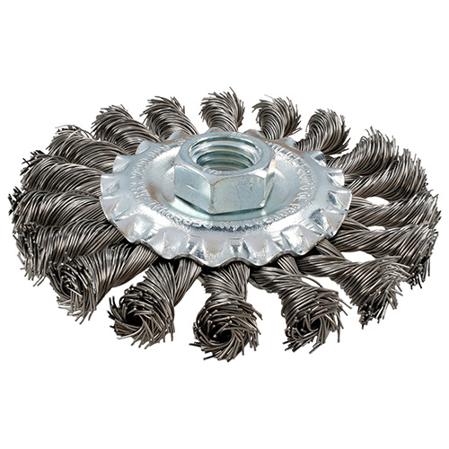 CARDA CIRCULAR ONDULADA ALAMBRE DELGADO ACERO INOXIDABLE 4" X 0.30 MM CON ROSCA 5/8"