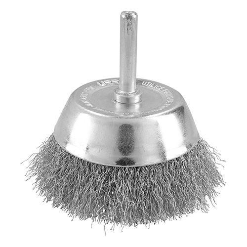 CARDA COPA ONDULADA ALAMBRE DELGADO ACERO INOXIDABLE 1/2" X 0.30 MM CON ZANCO 1/4"