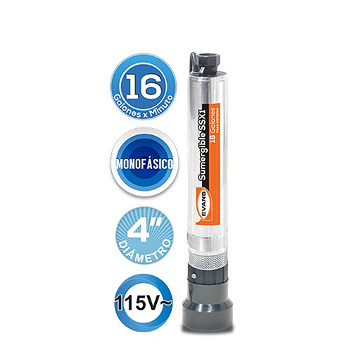 BOMBA SUMERGIBLE P/CISTERNA TIPO BALA 1 HP 110 V DESC. 1 1/4 (DOMESTICA)