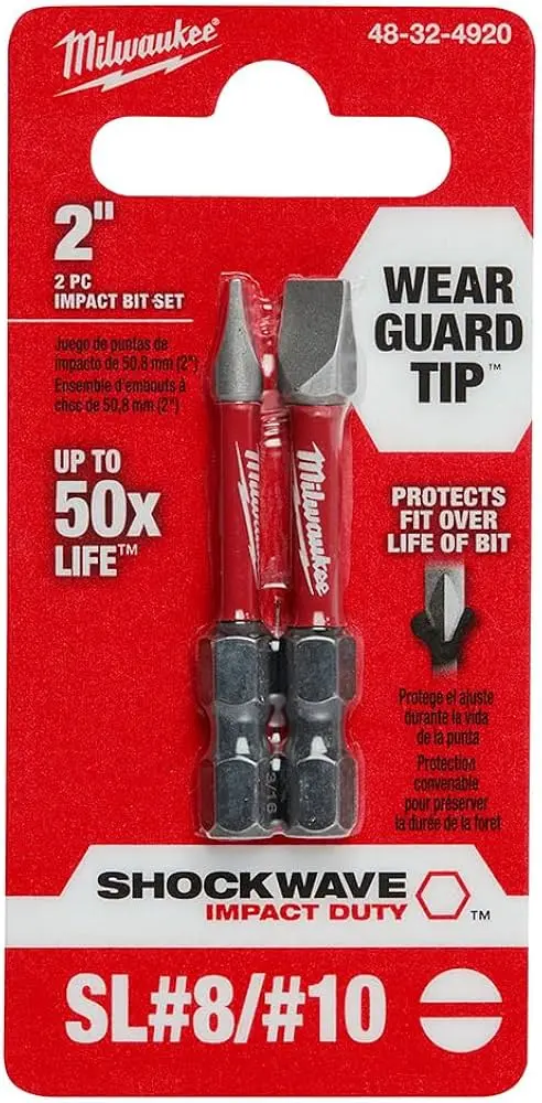 2PK SLOTTED POWER BITS #8/#10