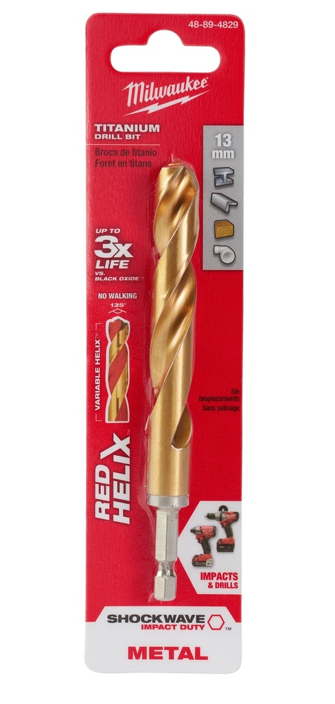 BROCAS MÉTRICAS DE TITANIO SHOCKWAVE ™ RED HELIX ™ 13MM