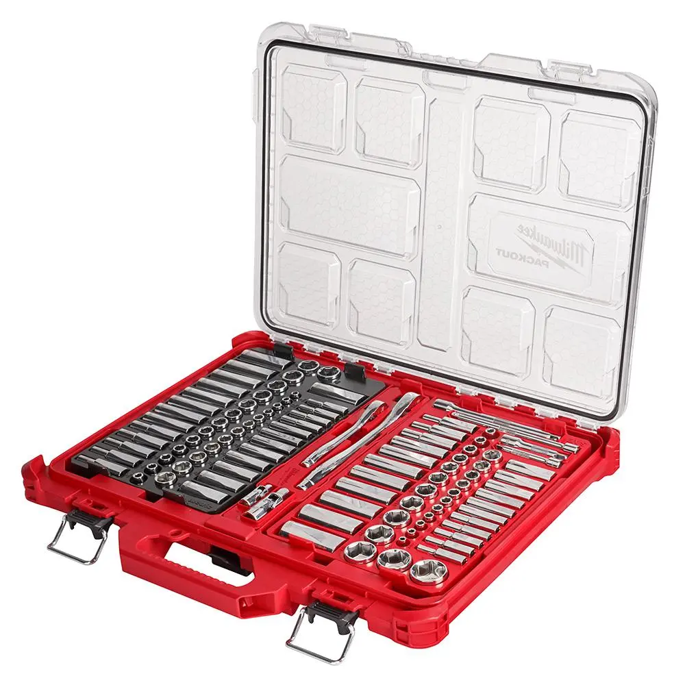 JUEGO DE LLAVE TRINQUETE Y DADOS DE 1/4” (6.3MM) 
Y 3/8” (9.5MM) PACKOUT 106 PZAS. - SAE Y MÉTRICO