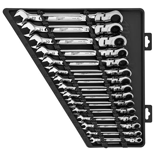 LLAVES COMBINADAS DE CARRACA DE 15 PIEZAS - MÉTRICAS