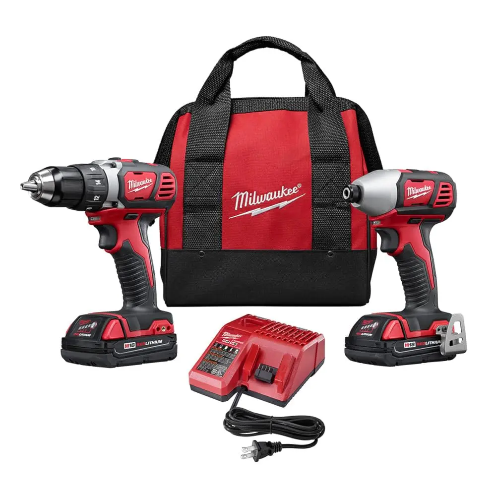 COMBO INALÁMBRICO DE 2 HERRAMIENTAS TALADRO 1/2' 'M18™+ LLAVE DE IMPACTO HEXAGONAL 1/4'' M18™ CON CARBONES 18 VOLTIOS ION DE LITIO CON 2 BATERIAS CP 1.5 AMP + CARGADOR + MALETA DE ALMACENAJE