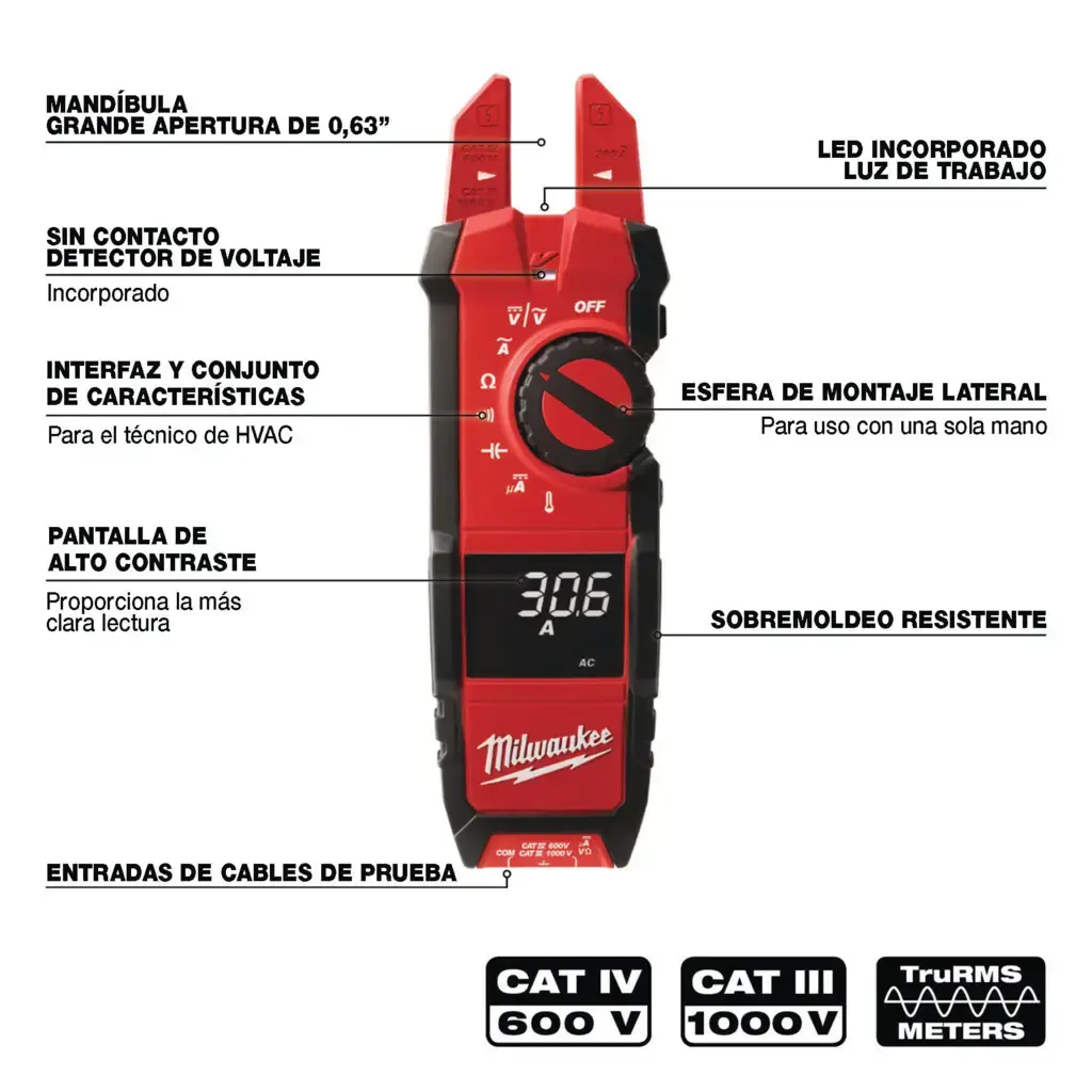 MEDIDOR TIPO HORQUILLA PARA HVAC/R USO BATERIA AA