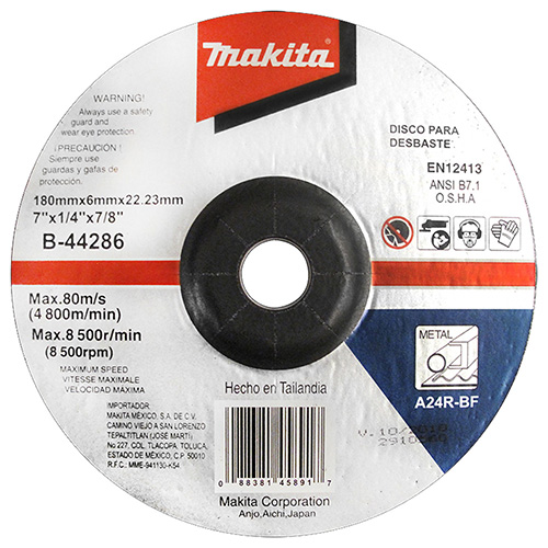 DISCO P/DESBASTE METAL 7 X 1/4 X 7/8 SUBSTITUYE AL A90255 (MAA-B44286)