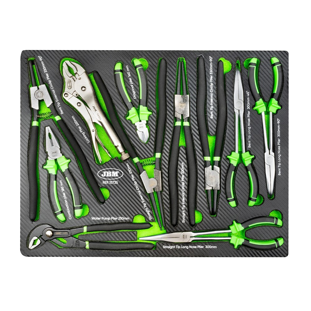 KIT DE PINZAS PROFESIONALES DIVERSAS C/MÓDULO EVA PARA ALMACENAMIENTO