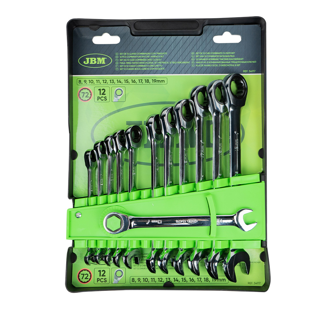 SET DE 12 LLAVES COMBINADAS CON MATRACA