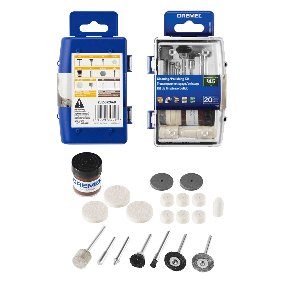 KIT DREMEL DE LIMPIEZA Y PULIDO C/ESTUCHE DE 20 PIEZAS