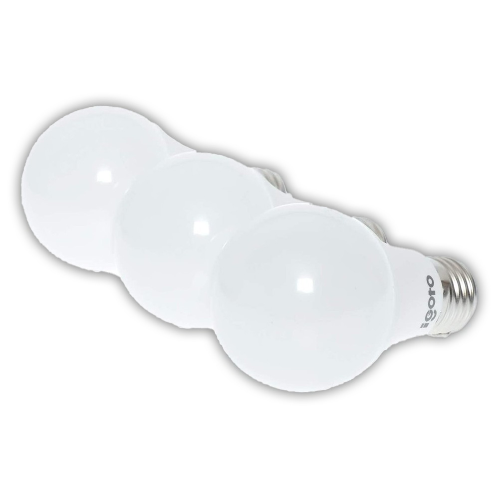 FOCO LED A60 9 WATTS ENTRADA ESTANDAR (LUZ CALIDA 3000 K) PAQUETE DE 3 PZAS