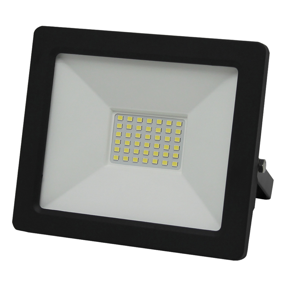 REFLECTOR LED DE 30 WATTS DE 120-240 VOLTS LUZ BLANCA 6500K 0.9 FP MARCO NEGRO