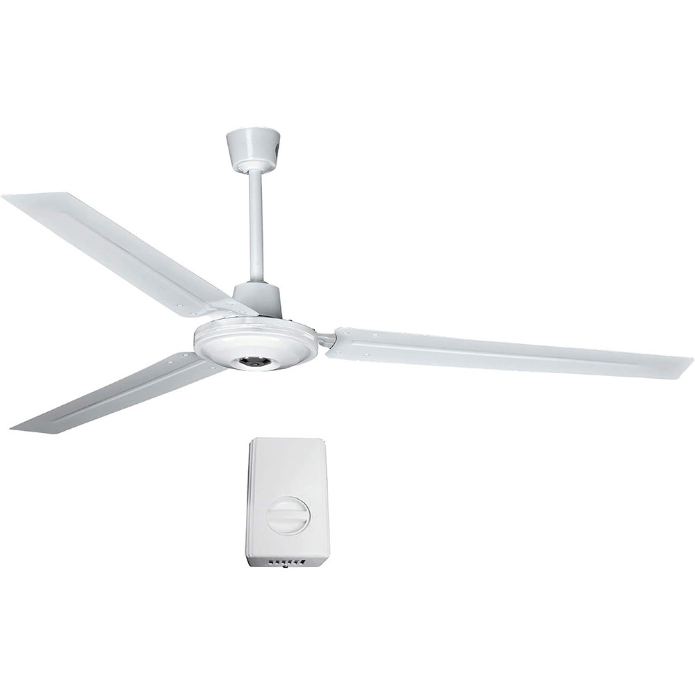 VENTILADOR DE TECHO DE 56 PULG. CON CONTROL DE PARED DE 5 VEL. DE 70 WATTS COLOR BLANCO (VENTA MINIMA EMP. 3 PZAS)