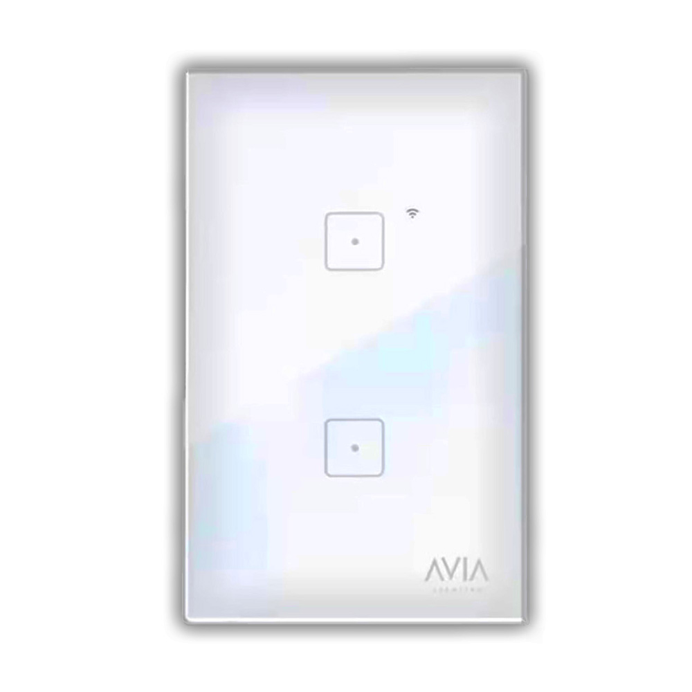 APAGADOR SMART WIFI DE 2 MODULOS SISTEMA TOUCH PLACA DE CRISTAL BLANCO