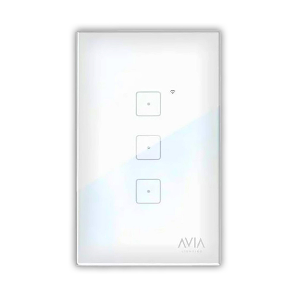 APAGADOR SMART WIFI DE 3 MODULOS SISTEMA TOUCH PLACA DE CRISTAL BLANCO