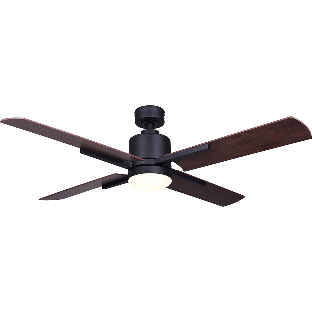 VENTILADOR DE TECHO DE 52 PULGADAS DE 18 WATTS CON LUZ LED Y CONTROL REM. 6 VEL. COLOR NEGRO NOGAL MOD. VERNIER