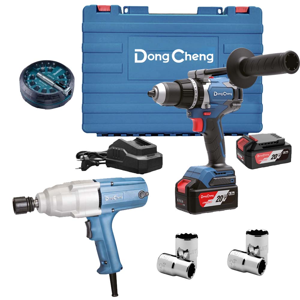 COMBO DUO LLAVE DE IMPACTO 1/2 450W ELECT+TAL/ROTOM/DEST 1/2 20V S/CARB C/2 BAT USO PESADO+4 DADOS+ACC MAKITA