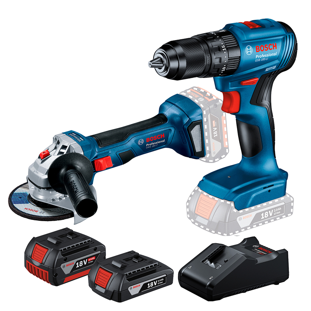 COMBO ROTOMARTILLO DE 1/2 18V BRUSHLESS (P.GIGANTE)+MINIESMERILADORA 4 1/2 BRUSHLESS+2 BAT 4 AMPS+ESTUCHE