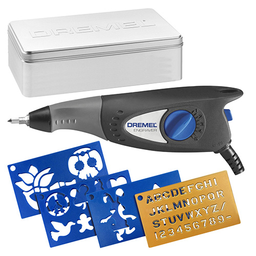 COMBO GRABADOR MULTIPLE AJUSTABLE (PTA. DE CARBURO) C/PLANTILLAS Y ESTUCHE METAL